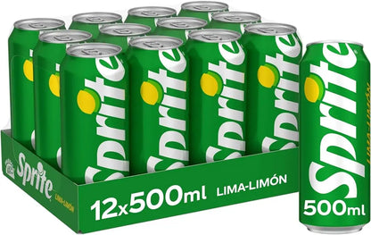 Sprite al Lime e Limone, Bevanda Analcolica a Basso Contenuto Calorico, 12 Lattine da 500 ml | Bevanda rinfrescante al gusto di limone e lime