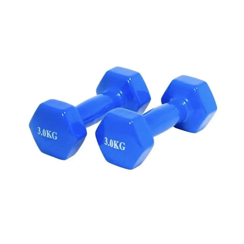 Manubri in Neoprene Pesi 1, 1.5, 2, 3 kg Blu e Rosso, Anti-Roll Short Pack 2 unità.