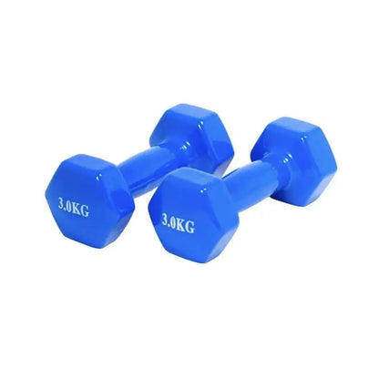Manubri in Neoprene Pesi 1, 1.5, 2, 3 kg Blu e Rosso, Anti-Roll Short Pack 2 unità.