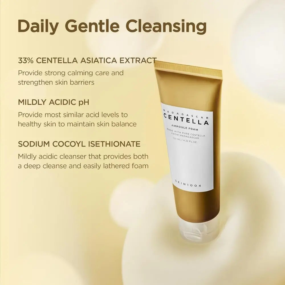 SKIN1004 Madagascar Centella Ampoule Foam 125 ml | Detergente viso delicato con centella asiatica e pH 5.0 | Pulizia profonda, lenitiva e ideale come secondo passaggio della doppia detersione