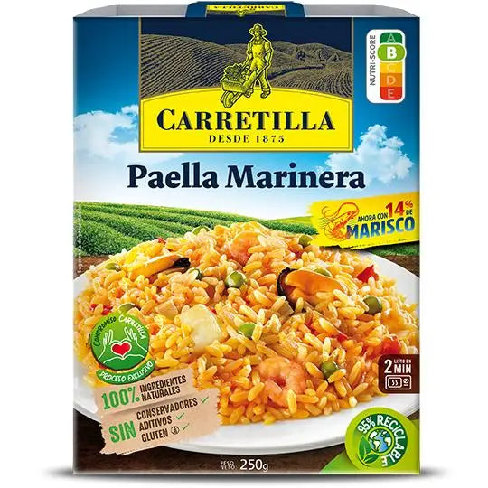 Cartella Paella Marinera 10 unità 250GR 14% Frutti di mare naturali al 100% senza conservanti senza additivi Senza glutine