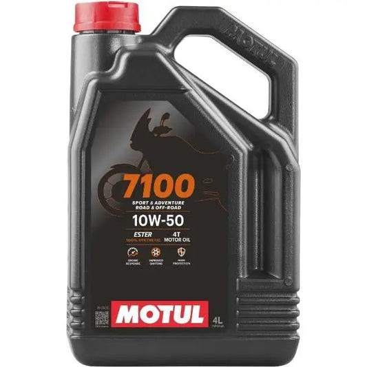 Motul 7100 10W-50 4T 
 Lubrificante per moto ad alte prestazioni. 100% Sintetico - Esteri. 
 Contenitore da 4 litri.