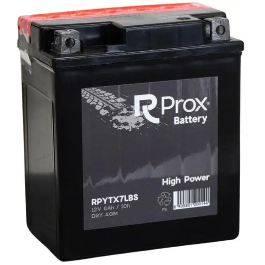 Batteria per Moto YTX7L-BS AGM Alta Potenza 12V 6Ah 100Amp. Massima Potenza di Avviamento. Batteria RC Prox Prodotta in Europa.