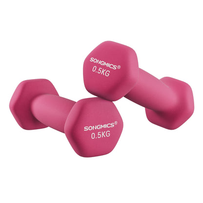SONGMICS Set di 2 Manubri, 2 x 0,5 kg Manubri Esagonali con Rivestimento in Neoprene per Allenamento di Forza e Fitness a Casa
