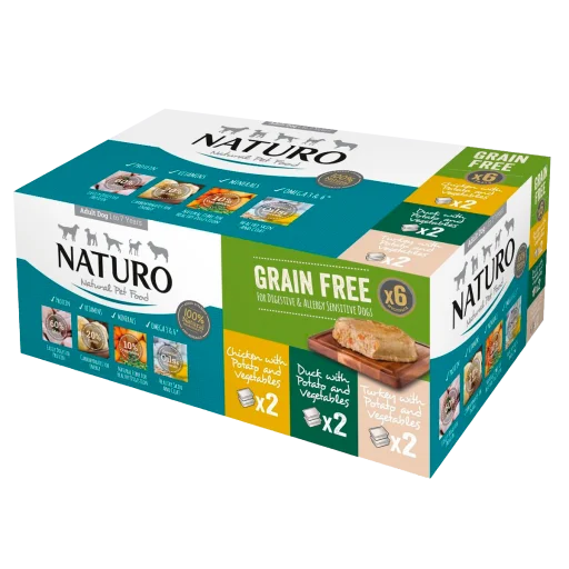 Naturo Cibo Umido Senza Cereali Multipack per Cani Adulti - 6x400 gr