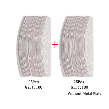 50 pz/100 pz grigio cuscinetti rimovibili con manico in metallo sostituzione carta vetrata lima per unghie 100/180 per Manicure calli Remover Buffer