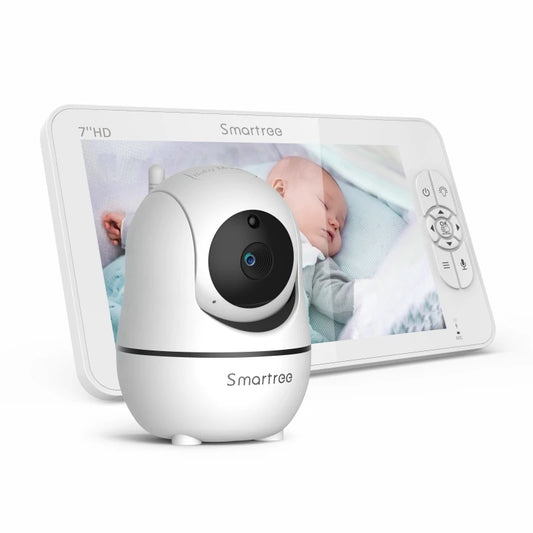 SM70V2 Baby monitor video a schermo diviso HD da 7" 1080P con due fotocamere, a prova di hacking, zoom remoto/pan/inclinazione, batteria da 4000 mAh