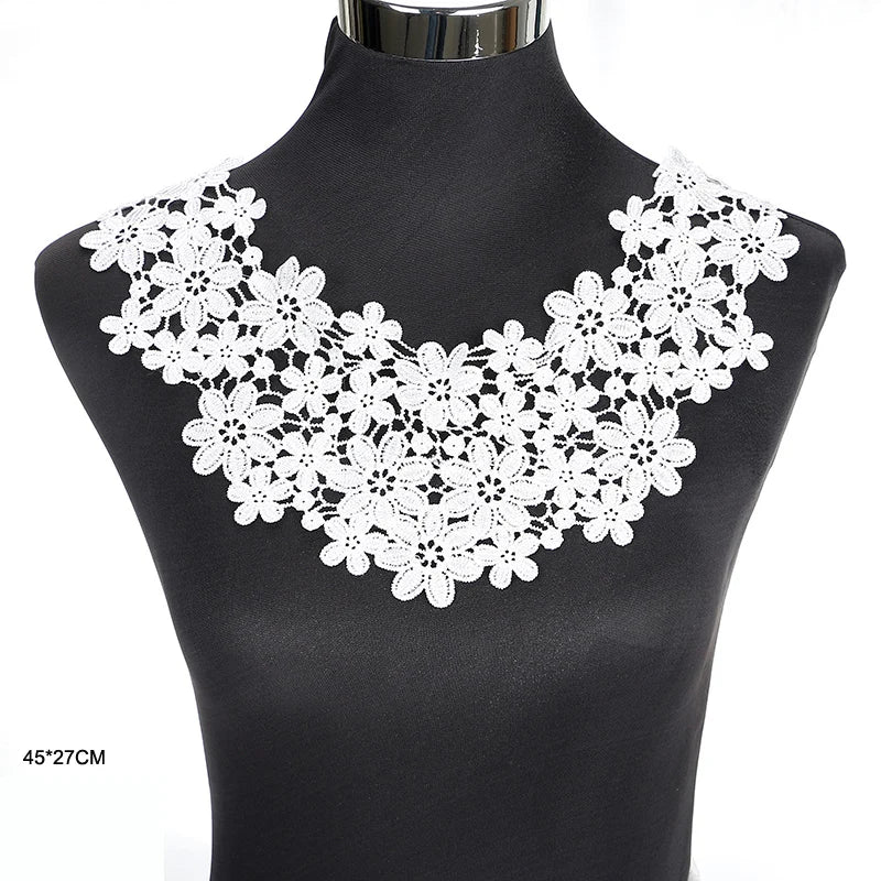 Applique in Pizzo per Abiti, Accessori Decorativi per Costumi, Colletti Fai-da-Te, Bordi per Cucito, Bianco e Nero