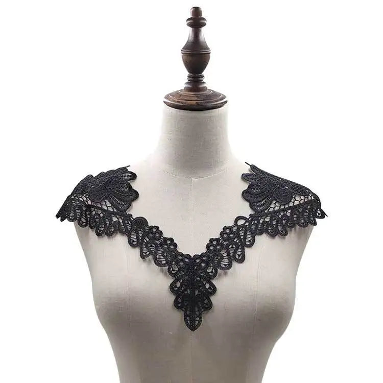 Applique in Pizzo per Abiti, Accessori Decorativi per Costumi, Colletti Fai-da-Te, Bordi per Cucito, Bianco e Nero