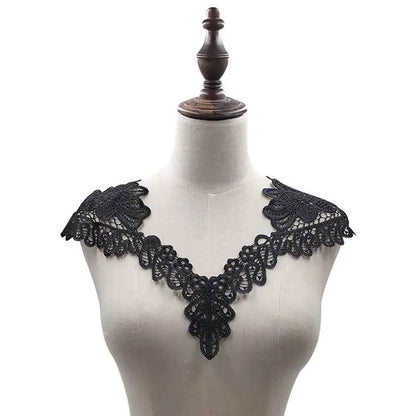 Applique in Pizzo per Abiti, Accessori Decorativi per Costumi, Colletti Fai-da-Te, Bordi per Cucito, Bianco e Nero
