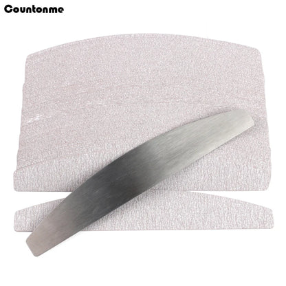 Lima per unghie in carta vetrata di ricambio da 100 pezzi con manico in metallo Tampone rimovibile 100/180 Strisce bifacciale Lime per nail art per manicure