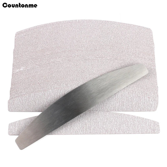 Lima per unghie in carta vetrata di ricambio da 100 pezzi con manico in metallo Tampone rimovibile 100/180 Strisce bifacciale Lime per nail art per manicure