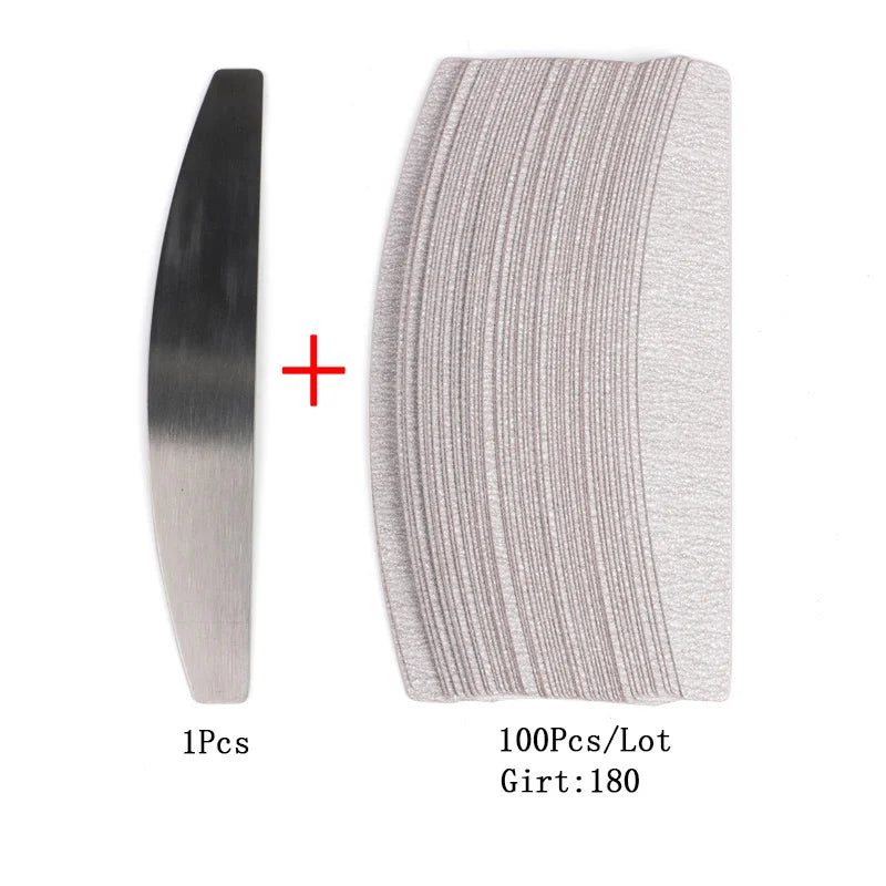 50 pz/100 pz grigio cuscinetti rimovibili con manico in metallo sostituzione carta vetrata lima per unghie 100/180 per Manicure calli Remover Buffer