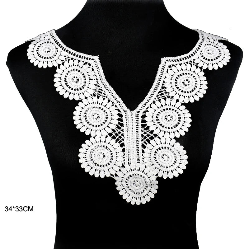 Applique in Pizzo per Abiti, Accessori Decorativi per Costumi, Colletti Fai-da-Te, Bordi per Cucito, Bianco e Nero