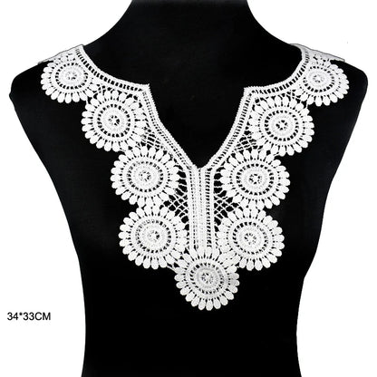 Applique in Pizzo per Abiti, Accessori Decorativi per Costumi, Colletti Fai-da-Te, Bordi per Cucito, Bianco e Nero