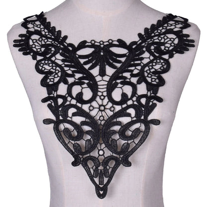 Applique in Pizzo per Abiti, Accessori Decorativi per Costumi, Colletti Fai-da-Te, Bordi per Cucito, Bianco e Nero