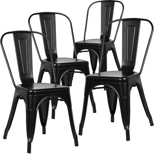 EGOONM Set di 4/8 sedie da pranzo moderne in metallo Sedie in stile industriale impilabili utilizzate per la sedia da pranzo all'aperto del terrazza del ristorante