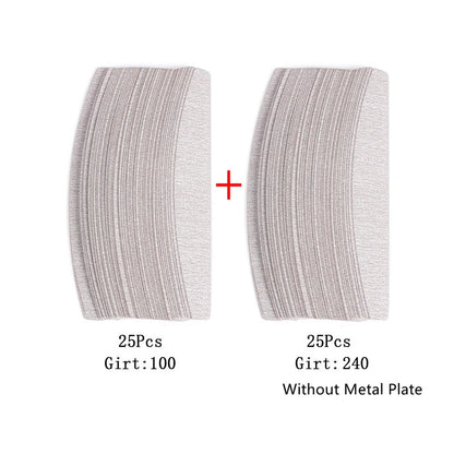 50 pz/100 pz grigio cuscinetti rimovibili con manico in metallo sostituzione carta vetrata lima per unghie 100/180 per Manicure calli Remover Buffer
