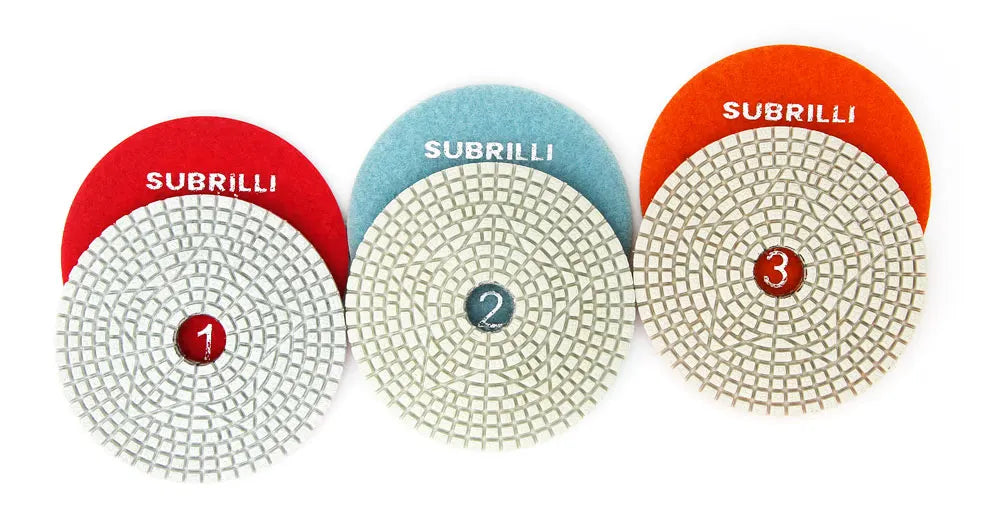 Set di 3 Dischi Flessibili Diamantati da 4 Pollici per Lucidatura in 3 Fasi, per Granito, Marmo, Pietra e Calcestruzzo, Set di Utensili Abrasivi da 100mm