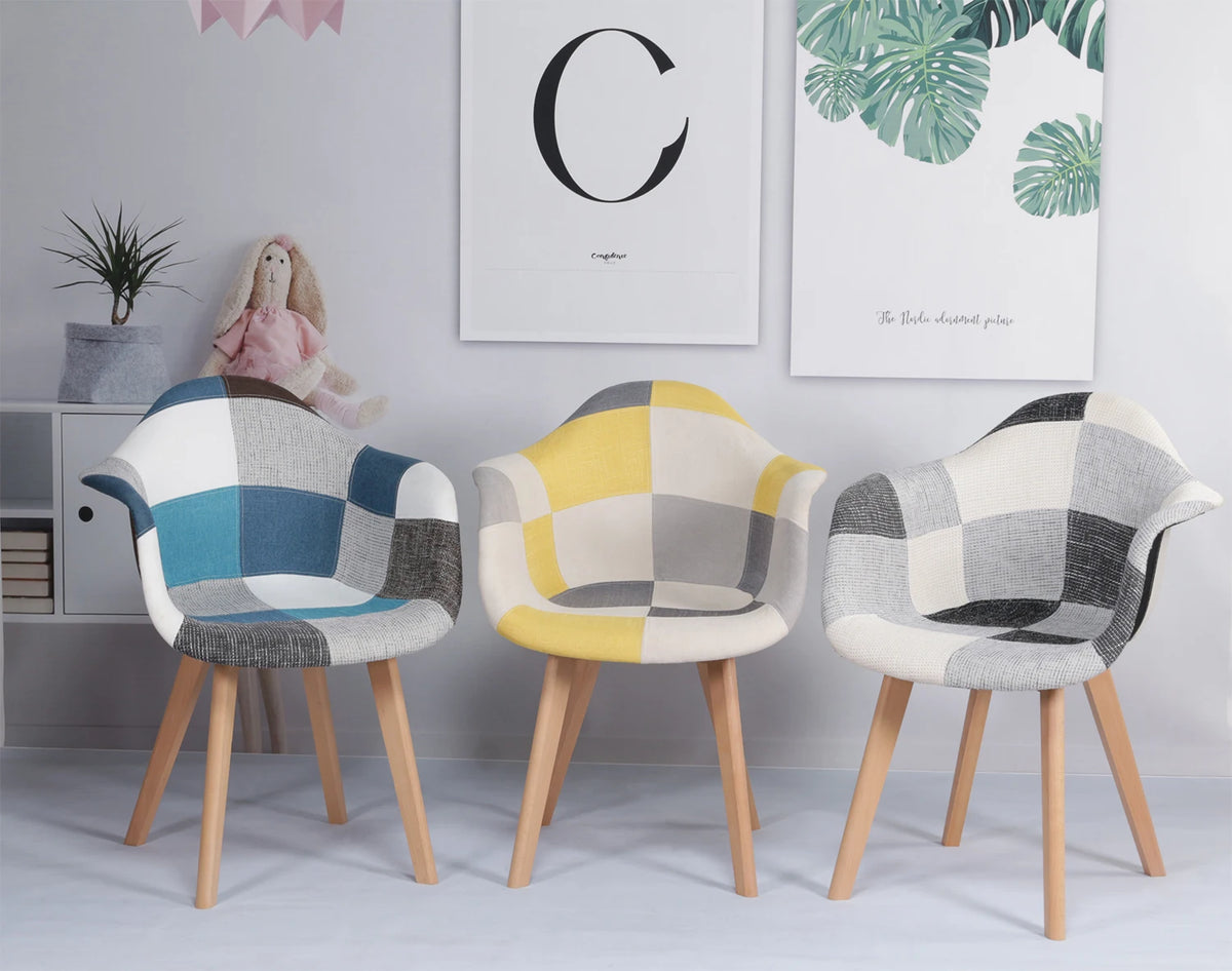 2 pz/set sedie da pranzo moderne nordiche poltrone in tessuto Patchwork sedia di lusso sgabello per Computer per il tempo libero Design di mobili per soggiorno