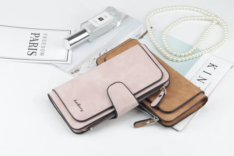 Nuovi portafogli da donna alla moda, lunghi, in PU di alta qualità, porta carte classico con cerniera per monete