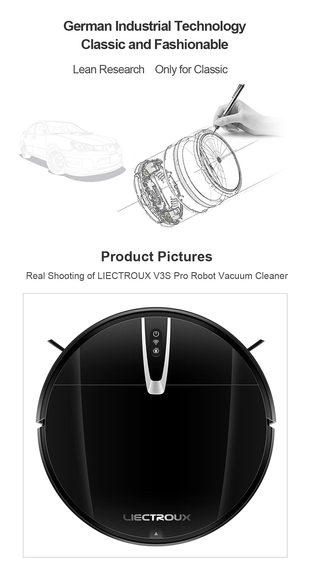 LIECTROUX V3S PRO Robot Aspirapolvere e Lavapavimenti, Mappatura Intelligente, App WiFi, 4KPa, Motore Senza Spazzole, Ideale per Peli di Animali, Tappeti, Pavimenti