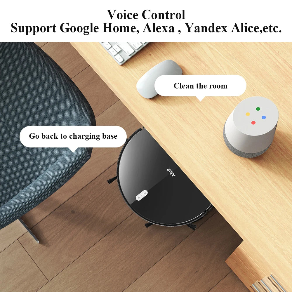 Robot Aspirapolvere ABIR G20S, Navigazione mappa AI,partizione super intelligente,con memoria, app WiFi, forte aspirazione 6000Pa, lavaggio intelligente a umido, disinfezione, funziona con Alexa e Google Assistant