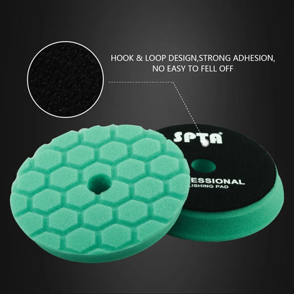 SPTA 1PC 3"(80mm)/5"(125mm)/6"(150mm) Smussato Hex-Logic Auto Spugna Lucidatura Tampone di Schiuma Per DA/RO/GA Buffer Lucidatore
