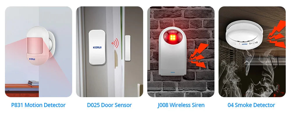 KERUI W184 Tuya Smart 4G Sistema di Allarme Wireless WIFI GSM Allarme Rilevatore di Movimento Sensore Porta Antifurto Supporto Alexa e Google