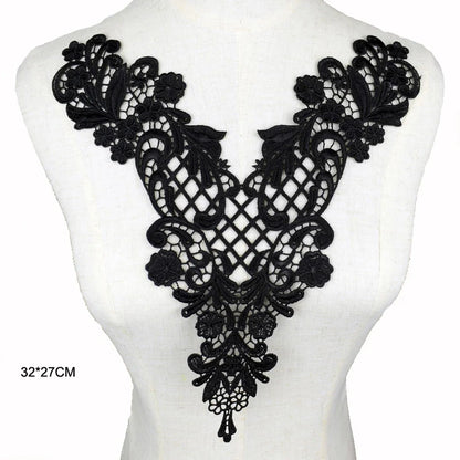 Applique in Pizzo per Abiti, Accessori Decorativi per Costumi, Colletti Fai-da-Te, Bordi per Cucito, Bianco e Nero