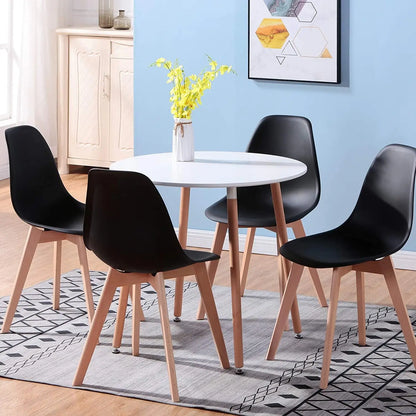 EGOONM Set di 4 sedie da pranzo medievali nordiche con gambe in legno massello per soggiorno sala da pranzo studio camera da letto (bianco/nero/grigio)