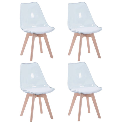 Set di 4 sedie da pranzo trasparenti gambe in legno sedia moderna e confortevole in PU per cucina camera da letto soggiorno mobili da cucina per la casa