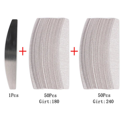 50 pz/100 pz grigio cuscinetti rimovibili con manico in metallo sostituzione carta vetrata lima per unghie 100/180 per Manicure calli Remover Buffer