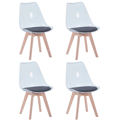 Set di 4 sedie da pranzo trasparenti gambe in legno sedia moderna e confortevole in PU per cucina camera da letto soggiorno mobili da cucina per la casa