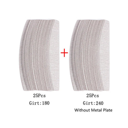 50 pz/100 pz grigio cuscinetti rimovibili con manico in metallo sostituzione carta vetrata lima per unghie 100/180 per Manicure calli Remover Buffer