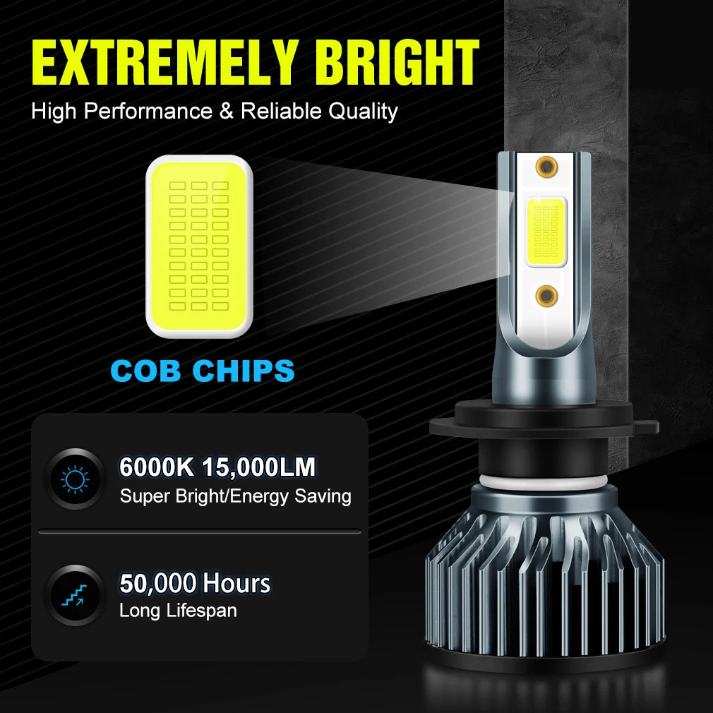 XSTORM Mini Faro Per Auto H1 H4 H7 Lampadina A LED H8 H11 9005 HB3 9006 HB4 9004 HB1 9007 HB5 H13 Luci A Led 15000LM Turbo lampada 12V
