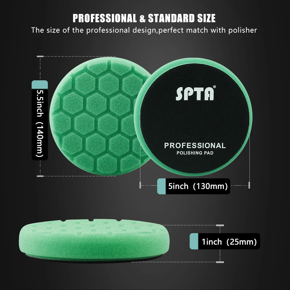 SPTA 1PC 3"(80mm)/5"(125mm)/6"(150mm) Spugna esagonale per lucidatura tamponi per lucidatura per lucidatrice per auto DA/RO/GA