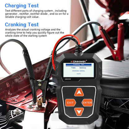 KONNWEI KW208 Tester per batteria per auto 12V Tester di carico analizzatore per alternatore automobilistico Test di tensione per forme d'onda per auto/moto