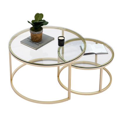 EGOONM Tavolino da caffè in ferro 2 in 1 Tavolino da salotto per piccolo appartamento alla moda Tavolino da caffè rotondo in vetro temperato