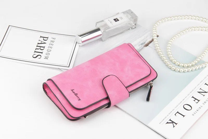 Nuovi portafogli da donna alla moda, lunghi, in PU di alta qualità, porta carte classico con cerniera per monete