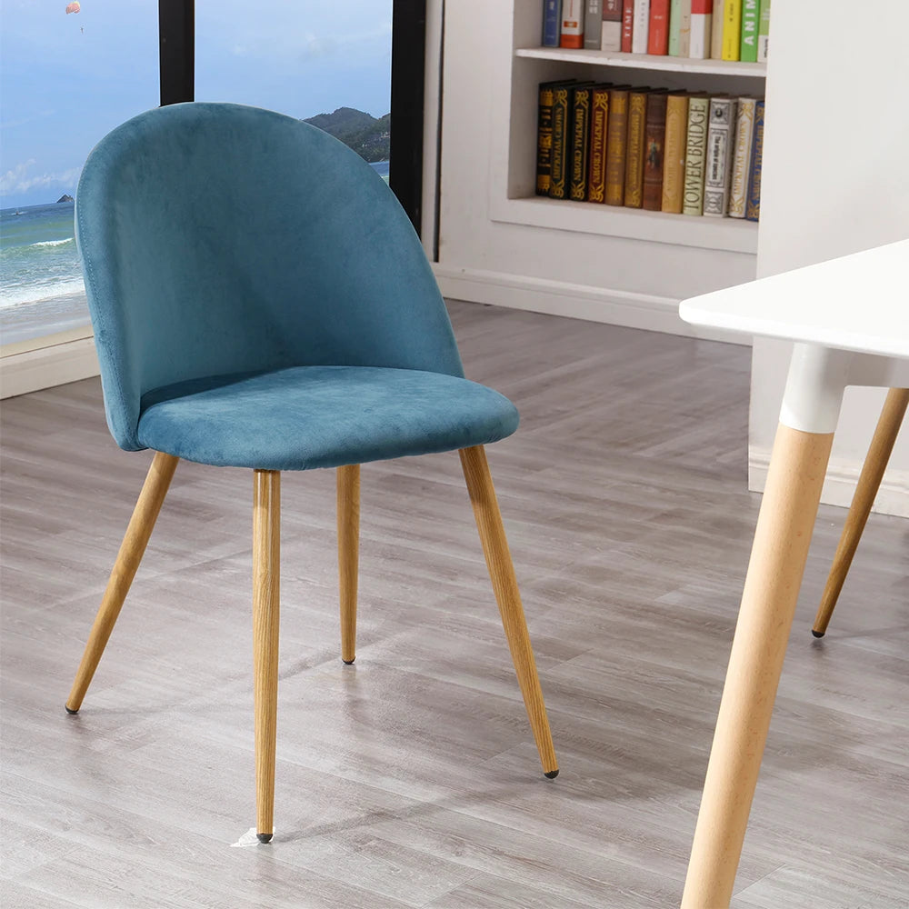 EGOONM Un set di 2 sedie da pranzo con morbidi velluto e piedini in metallo per cucina, sala da pranzo, soggiorno, lounge (rosa/verde/blu)