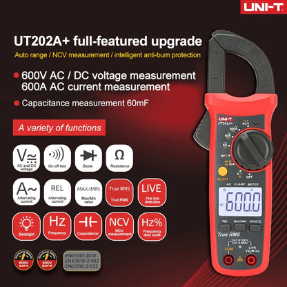 UNI-T Pinza amperometrica UT201 UT202 UT202A UT203 UT204 Plus Tester digitale Voltmetro professionale Pinza Amperometro Multitester elettrico