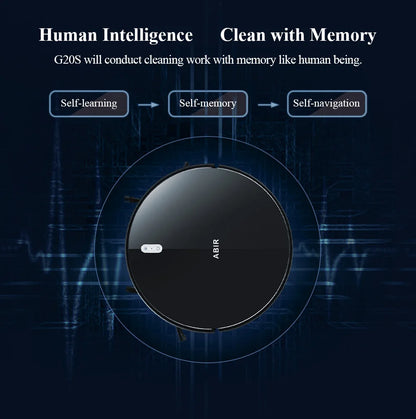 Robot Aspirapolvere ABIR G20S, Navigazione mappa AI,partizione super intelligente,con memoria, app WiFi, forte aspirazione 6000Pa, lavaggio intelligente a umido, disinfezione, funziona con Alexa e Google Assistant