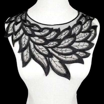 Applique in Pizzo per Abiti, Accessori Decorativi per Costumi, Colletti Fai-da-Te, Bordi per Cucito, Bianco e Nero