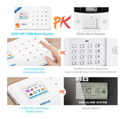 KERUI W184 Tuya Smart 4G Sistema di Allarme Wireless WIFI GSM Allarme Rilevatore di Movimento Sensore Porta Antifurto Supporto Alexa e Google