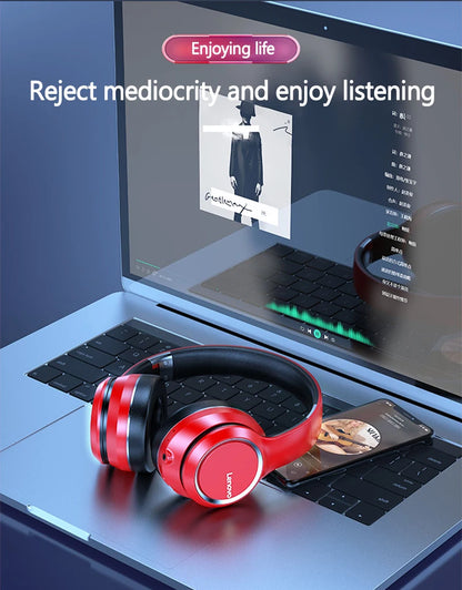 Lenovo HD200 Auricolari Bluetooth Over-ear Cuffie wireless pieghevoli per computer Cancellazione del rumore Cuffie da gioco stereo HIFI