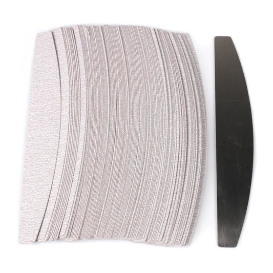 Lima per unghie in carta vetrata di ricambio da 100 pezzi con manico in metallo Tampone rimovibile 100/180 Strisce bifacciale Lime per nail art per manicure