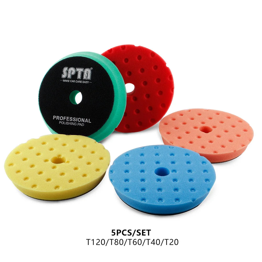 SPTA 1PC 5"(125mm)/6"(150mm) Kit di lucidatura CCS smussato Set di lucidatura per auto automatica Tampone in schiuma di spugna per lucidatore buffer RO/DA/GA