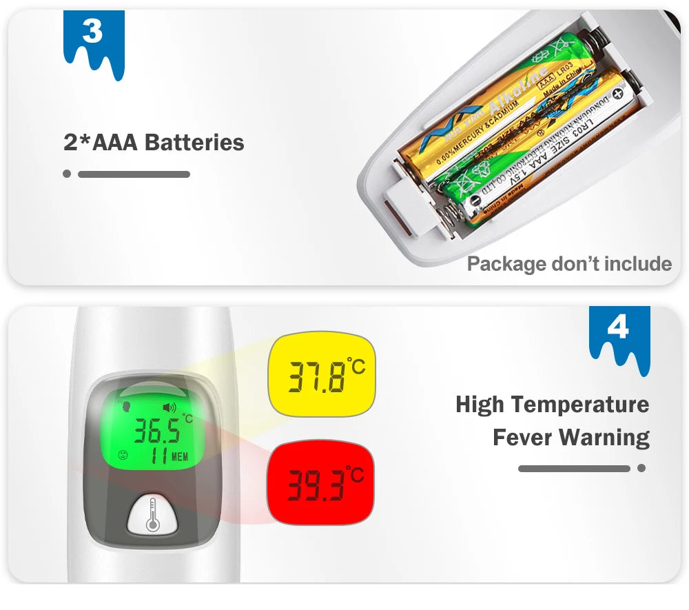 Cofoe Termometro digitale per fronte e orecchie 2 in 1 Termometro medico senza contatto per neonati/adulti ±0,1 ℃   Misura precisa della temperatura