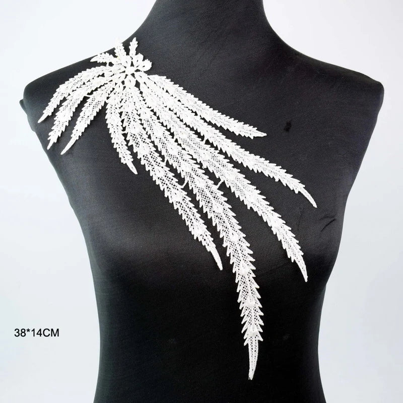 Applique in Pizzo per Abiti, Accessori Decorativi per Costumi, Colletti Fai-da-Te, Bordi per Cucito, Bianco e Nero